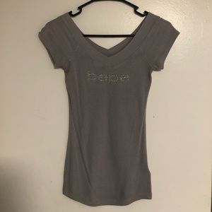 Y2K bebe t-shirt in grey and silver rhinestones